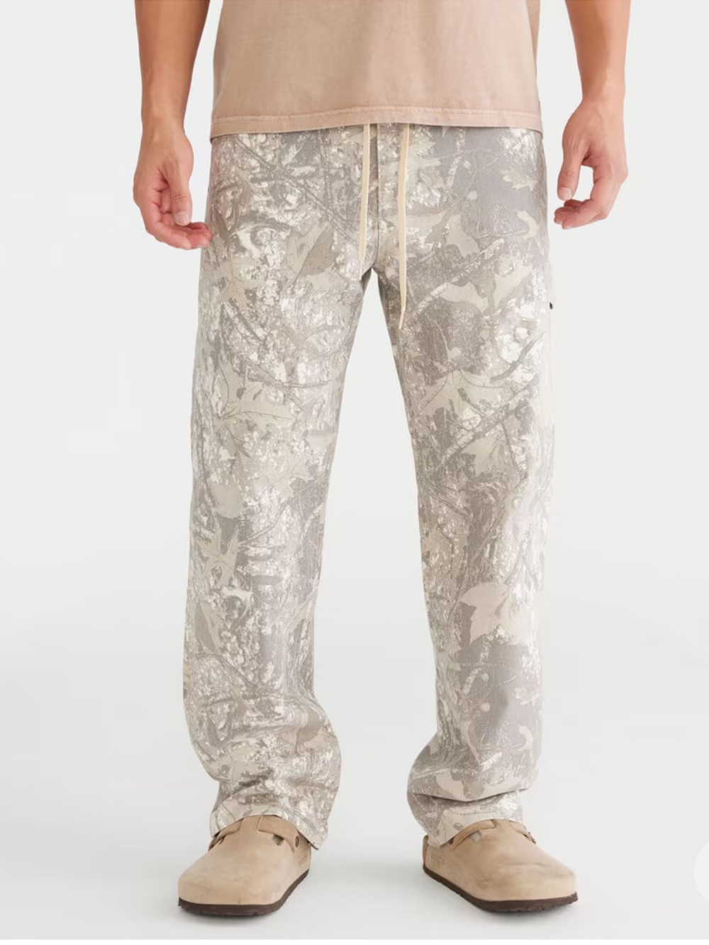 Aeropostale Men's XL Beige Camouflage 100% Cotton Baggy Carpenter Pants in EUC